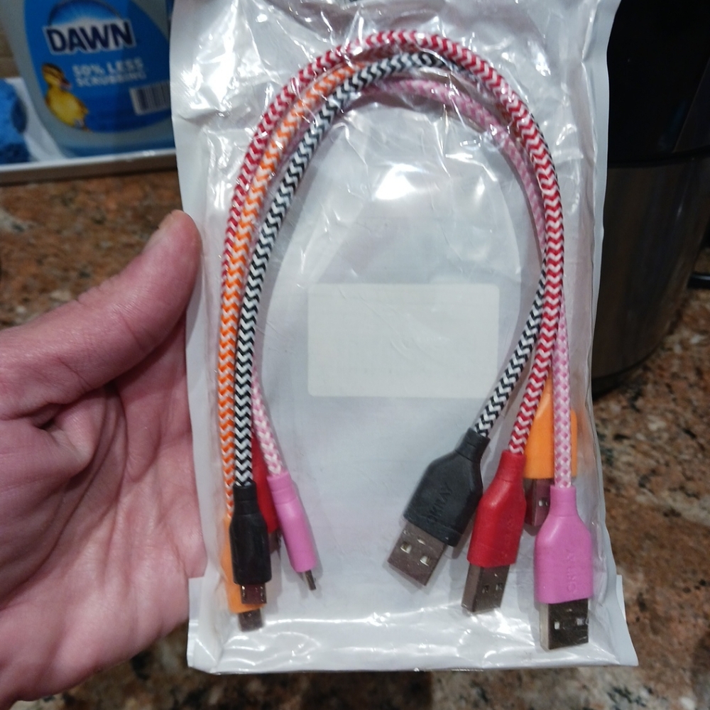 OKRAY 4pc. Micro USB Charging Cables Short Colorful Nylon Braided For Samsung.